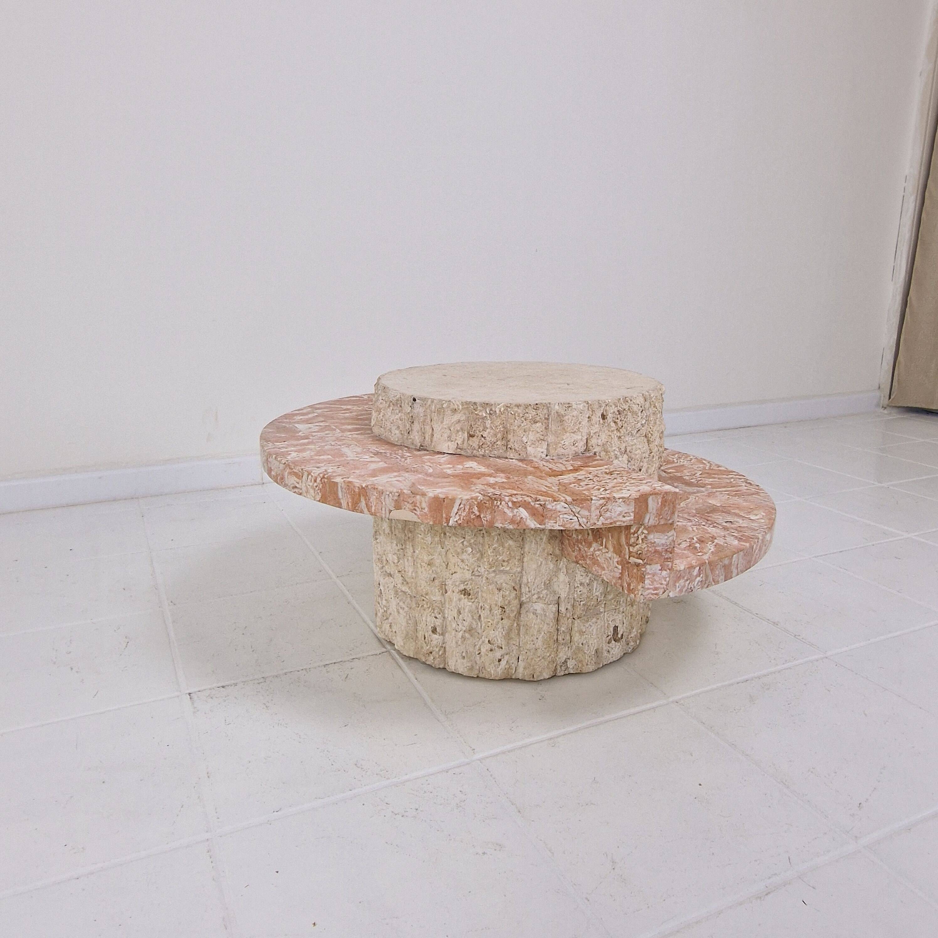 Round Mactan or Fossil Stone Coffee Table by Magnussen Ponte, 1980s