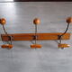 Old coat hangers in wood and metal