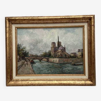 Painting Oil on canvas signed -Paris— dimensions: height -48cm- width -60cm-