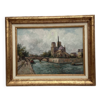 Painting Oil on canvas signed -Paris— dimensions: height -48cm- width -60cm-