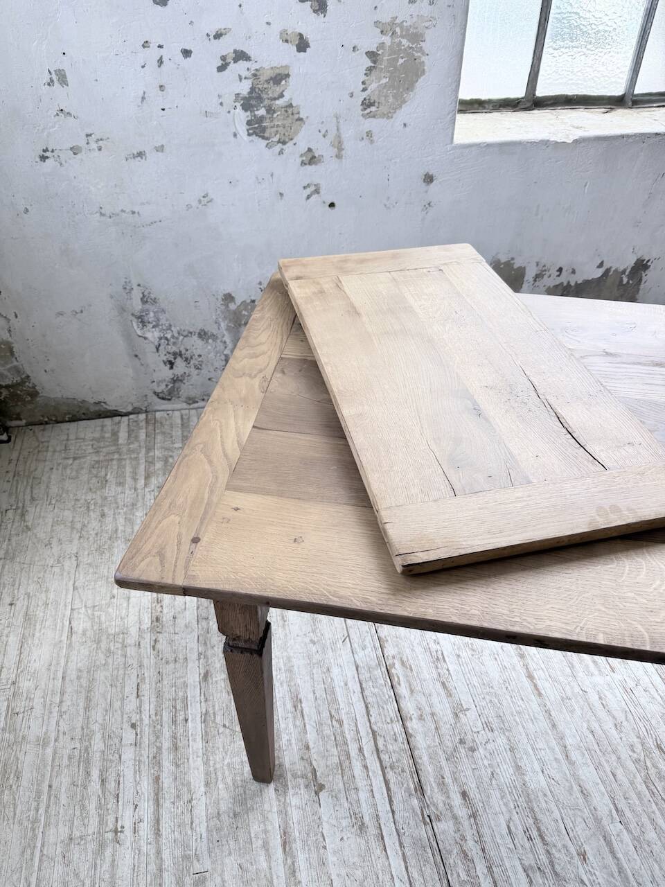 Solid oak farmhouse table with extensions (190-280cm) 1950