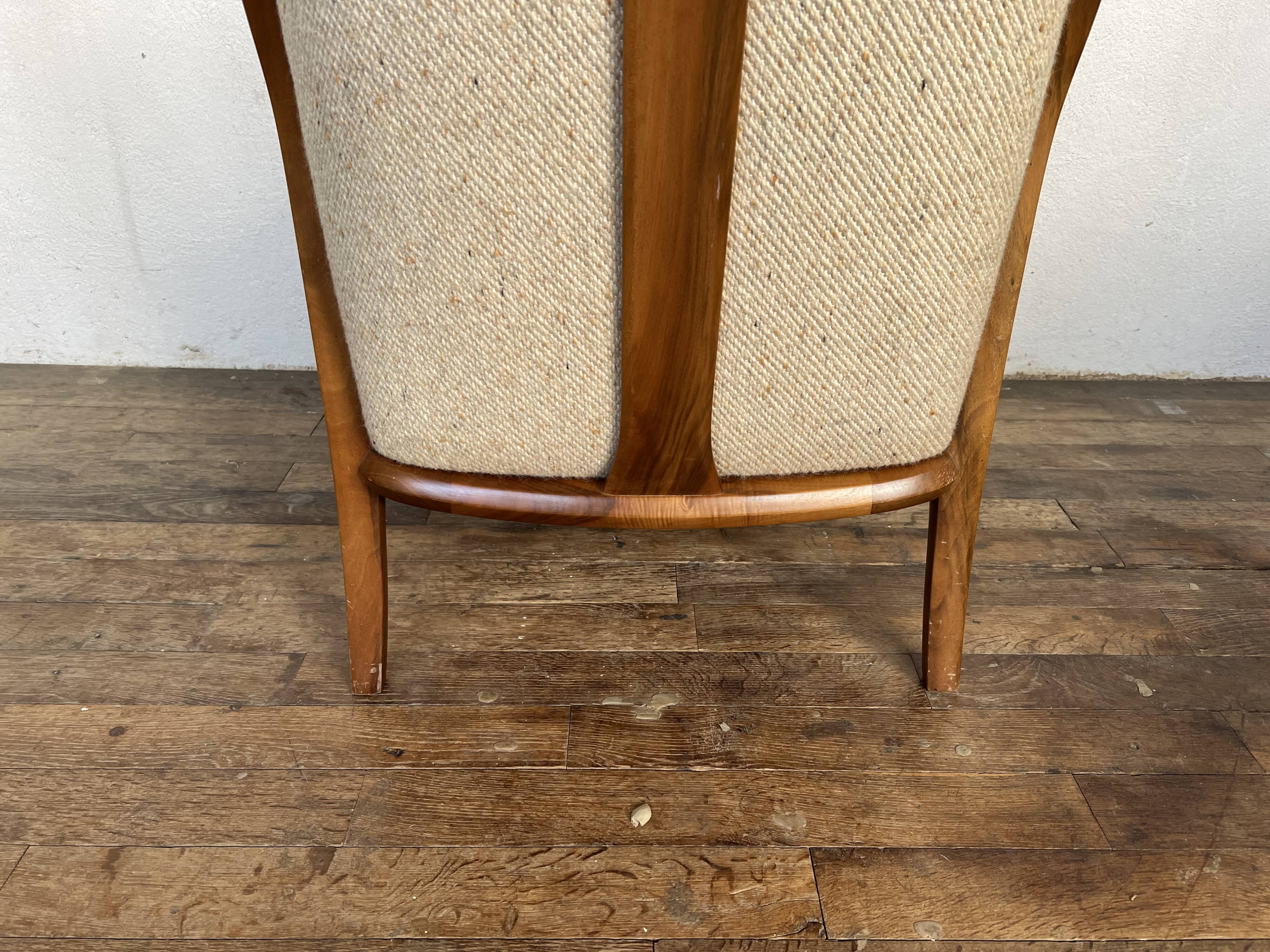 Vintage Scandinavian 1960s armchair in original ecru fabric drowned