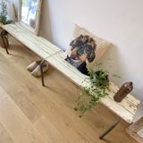 weathered school bench