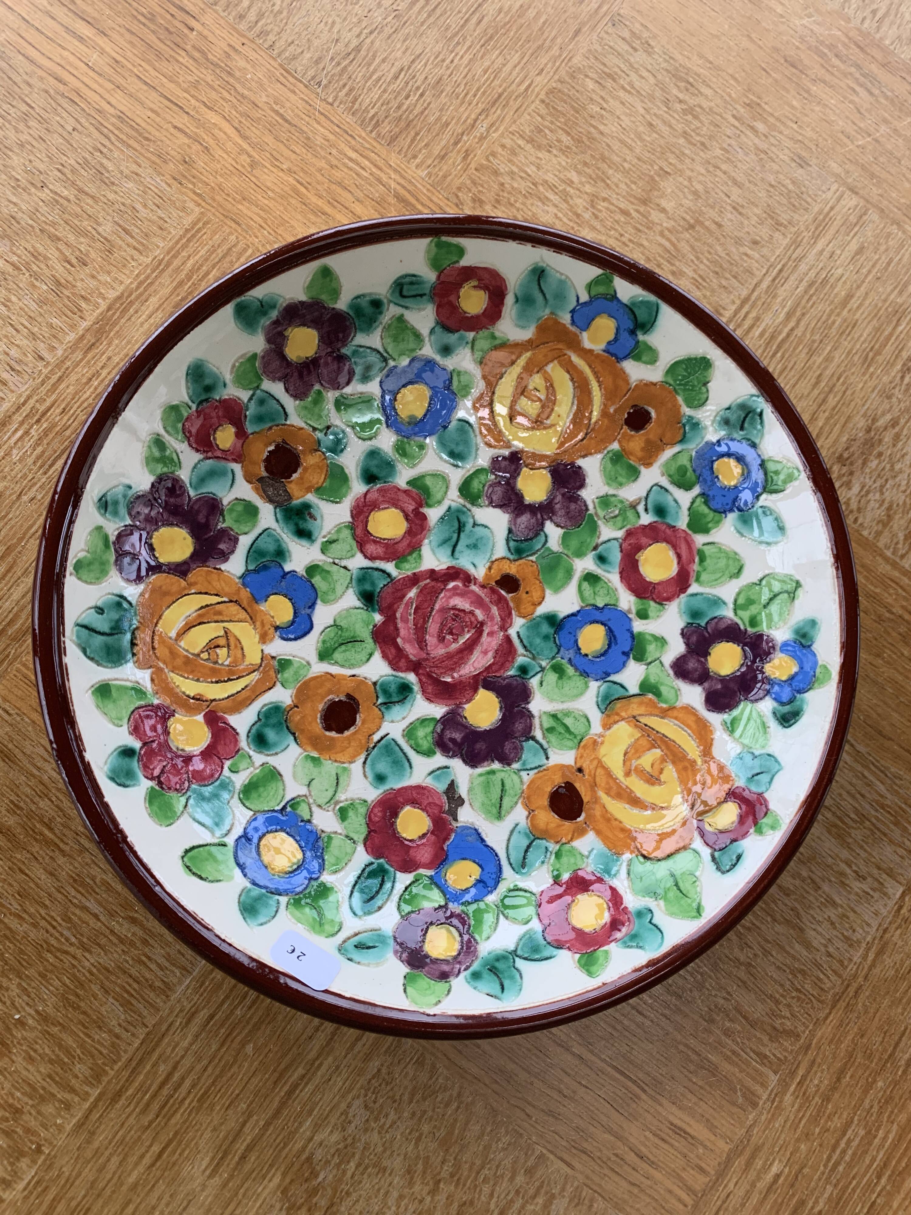 Enamelled ceramic cut floral pattern ceram Monaco vintage