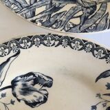 Set of 6 flat Tulips earthenware plates of Gien of the nineteenth century