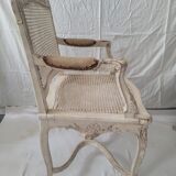 Pair of regency armchairs; canes; white lacquered 19th century