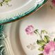 12 Dessert Plates Gien Year 1930 Decor of Roses Green Border