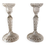 Pair of molded glass candlesticks