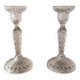 Pair of molded glass candlesticks