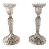 Pair of molded glass candlesticks