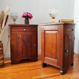 Pair of oak art deco bedside tables