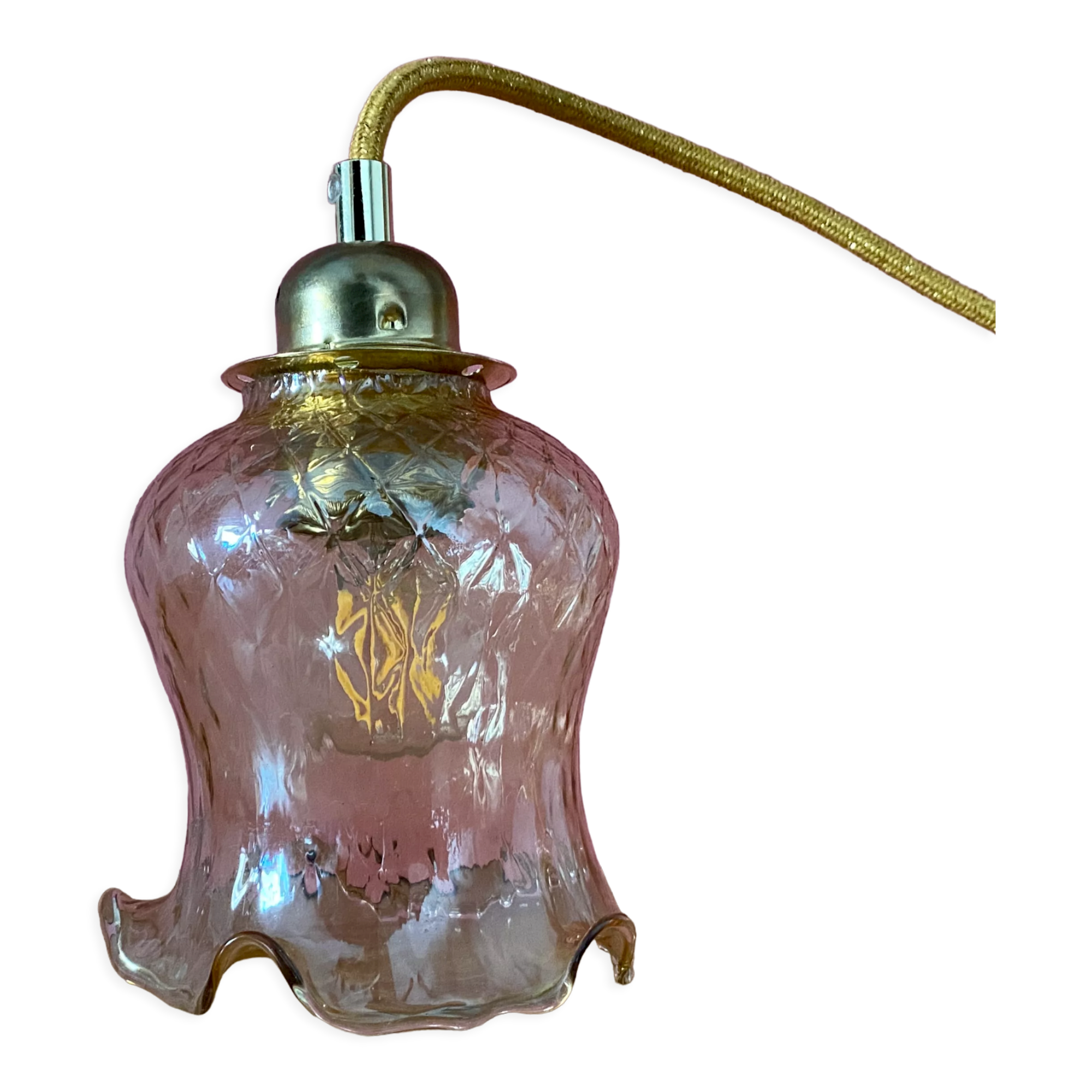 Vintage amber glass tulip walker