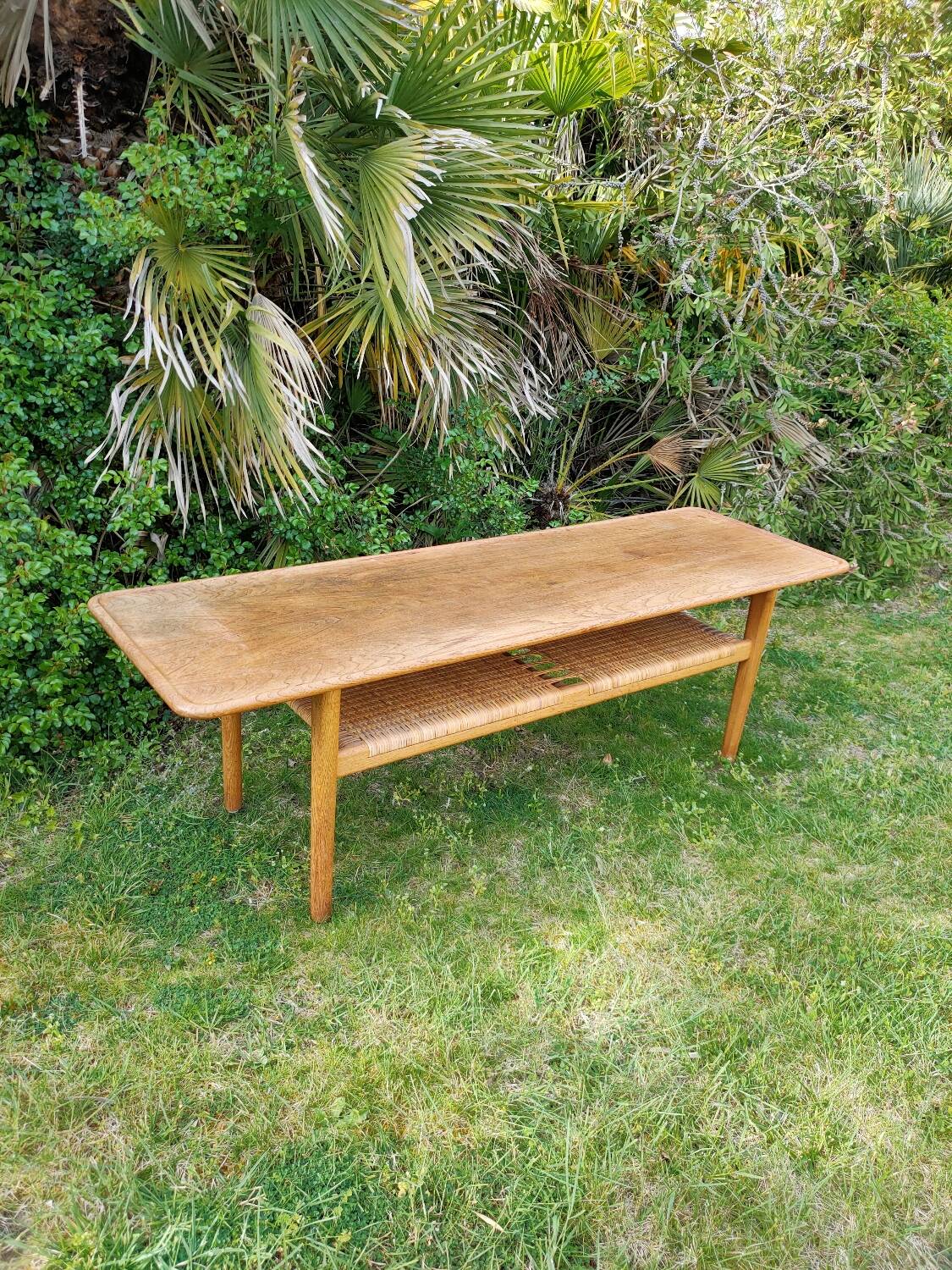 Hans Wegner coffee table (oak and cane)