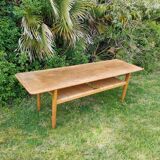 Table basse Hans Wegner (chêne et cannage)