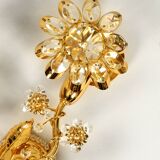 1970s brass crystal glass floral wall lamp by Ernst Palme unused condition