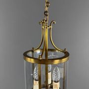 Lanterne cylindrique en laiton et verre, XXe Siècle