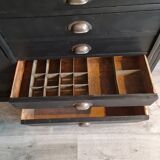 Industrial furniture loom shelf with drawers black patina