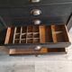 Industrial furniture loom shelf with drawers black patina