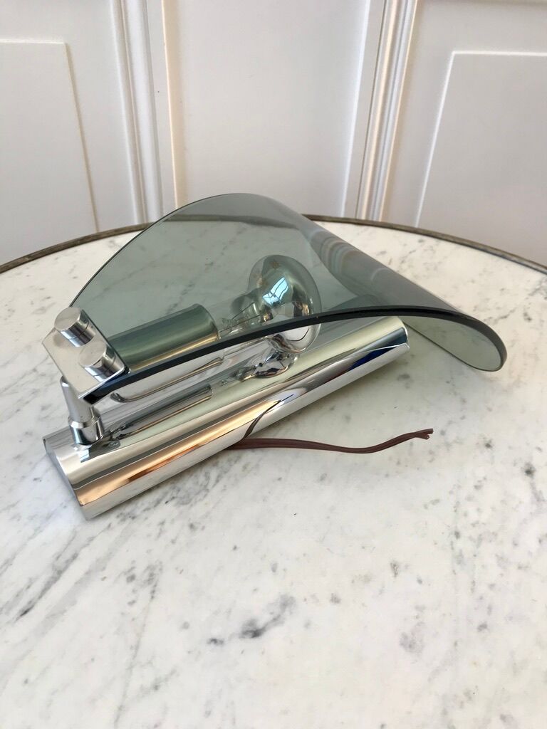 Wall lamp in chrome and smoked glass 70s