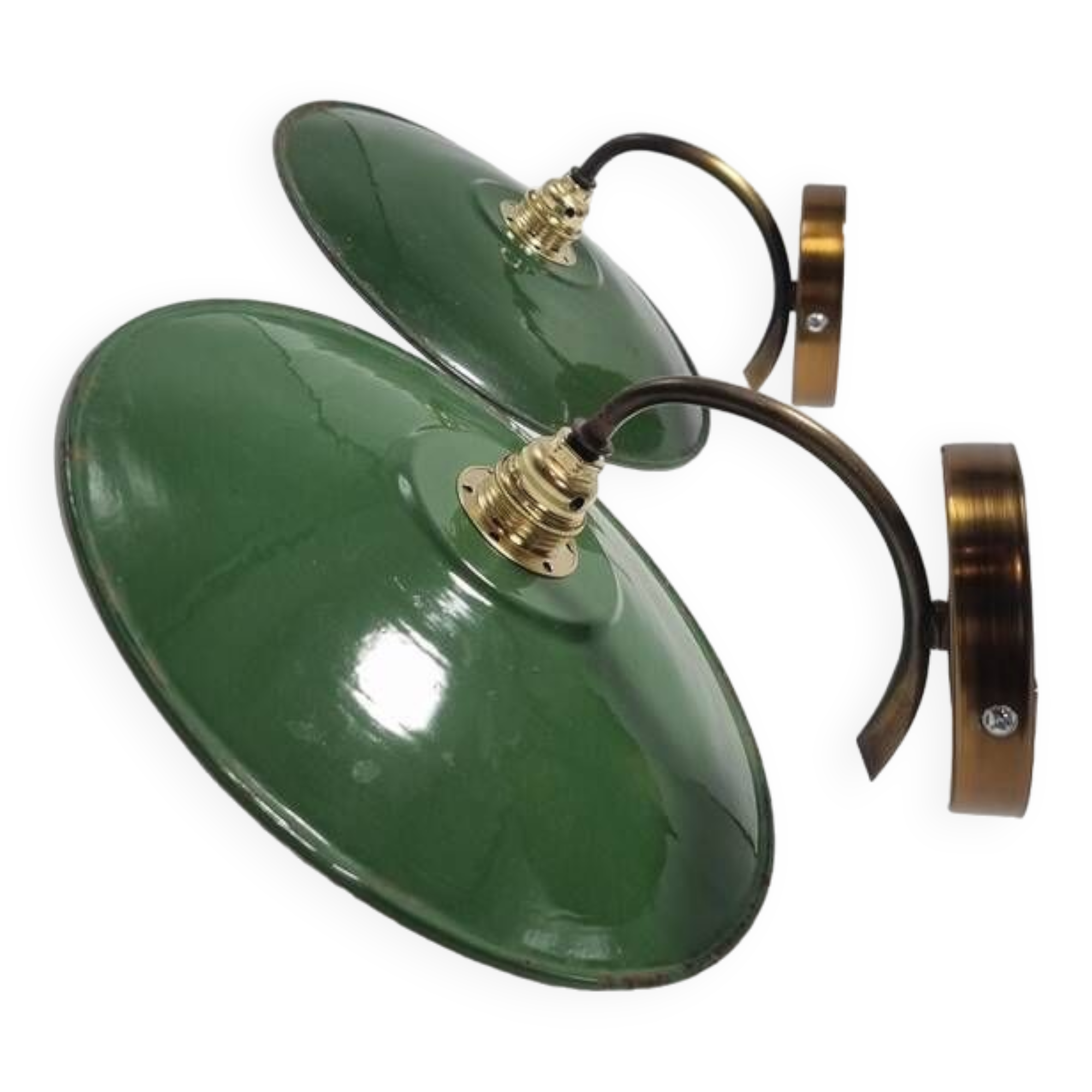 Pair of enameled sheet metal wall lights