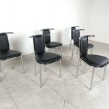Chaises de salle à manger vintage postmodernes chromées, 1980