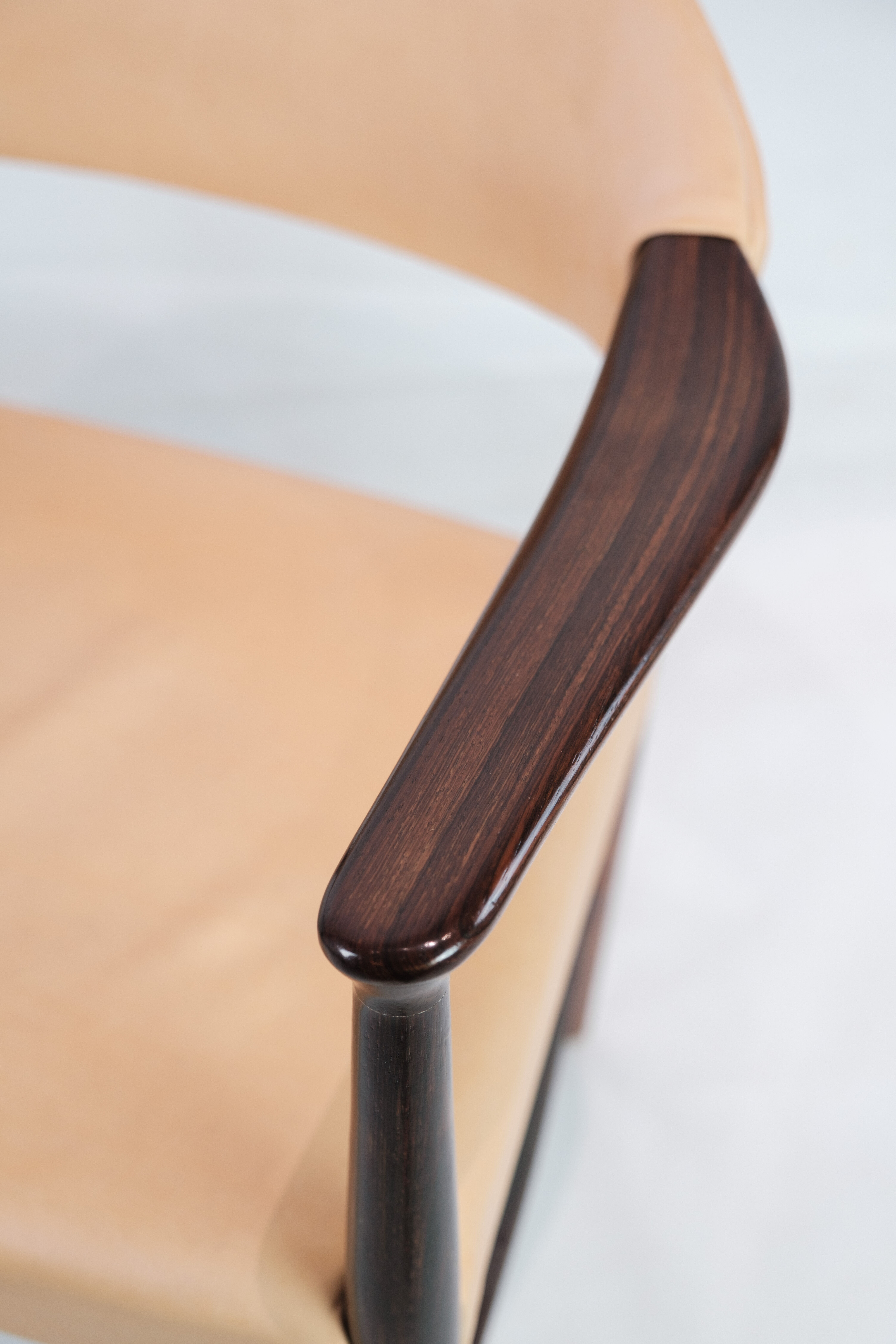 Armchair in Rosewood with Light Natural Leather Designed by Kurt Ol