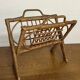 Vintage folding rattan magazine rack