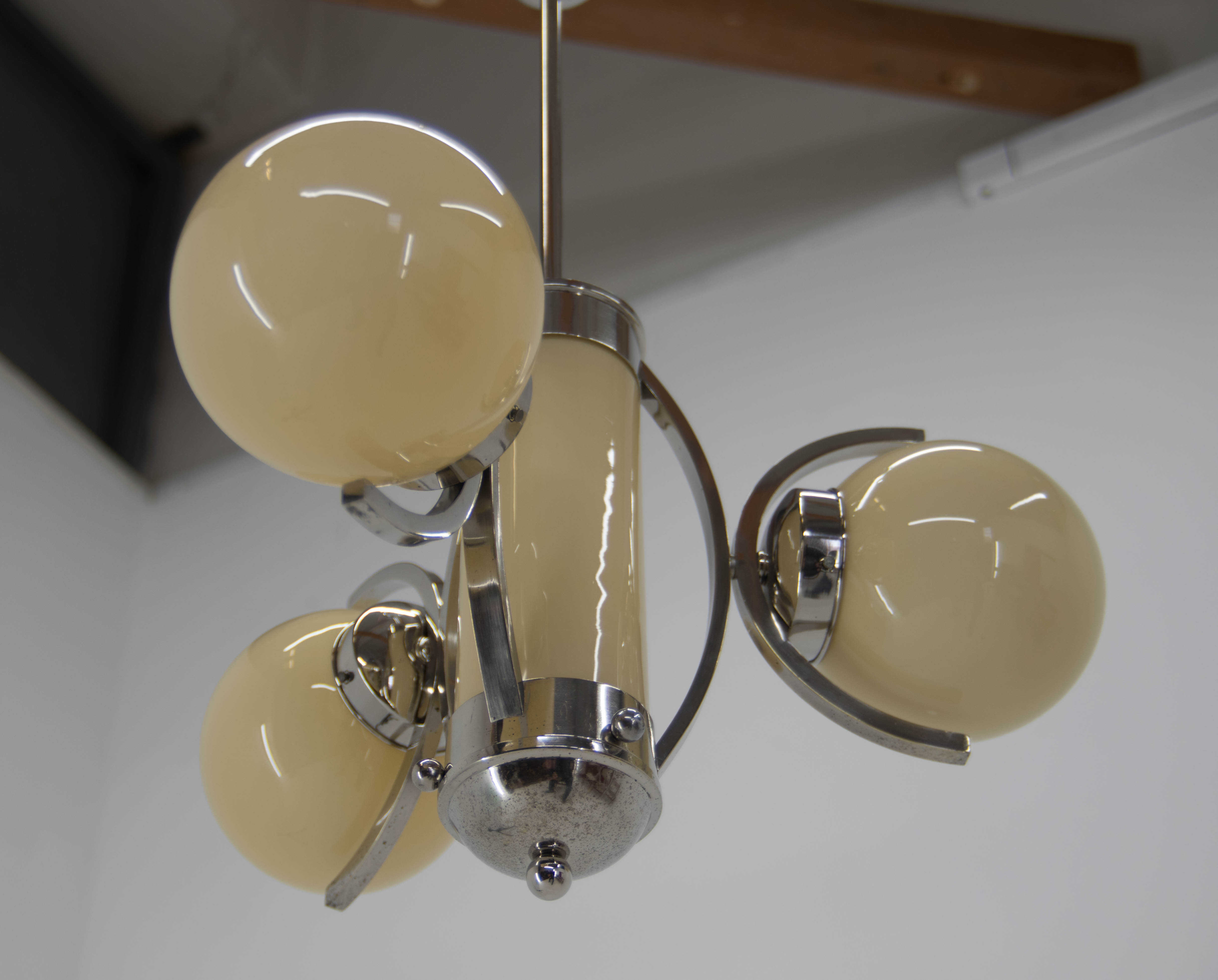 Art deco chandelier, 1930s, restored