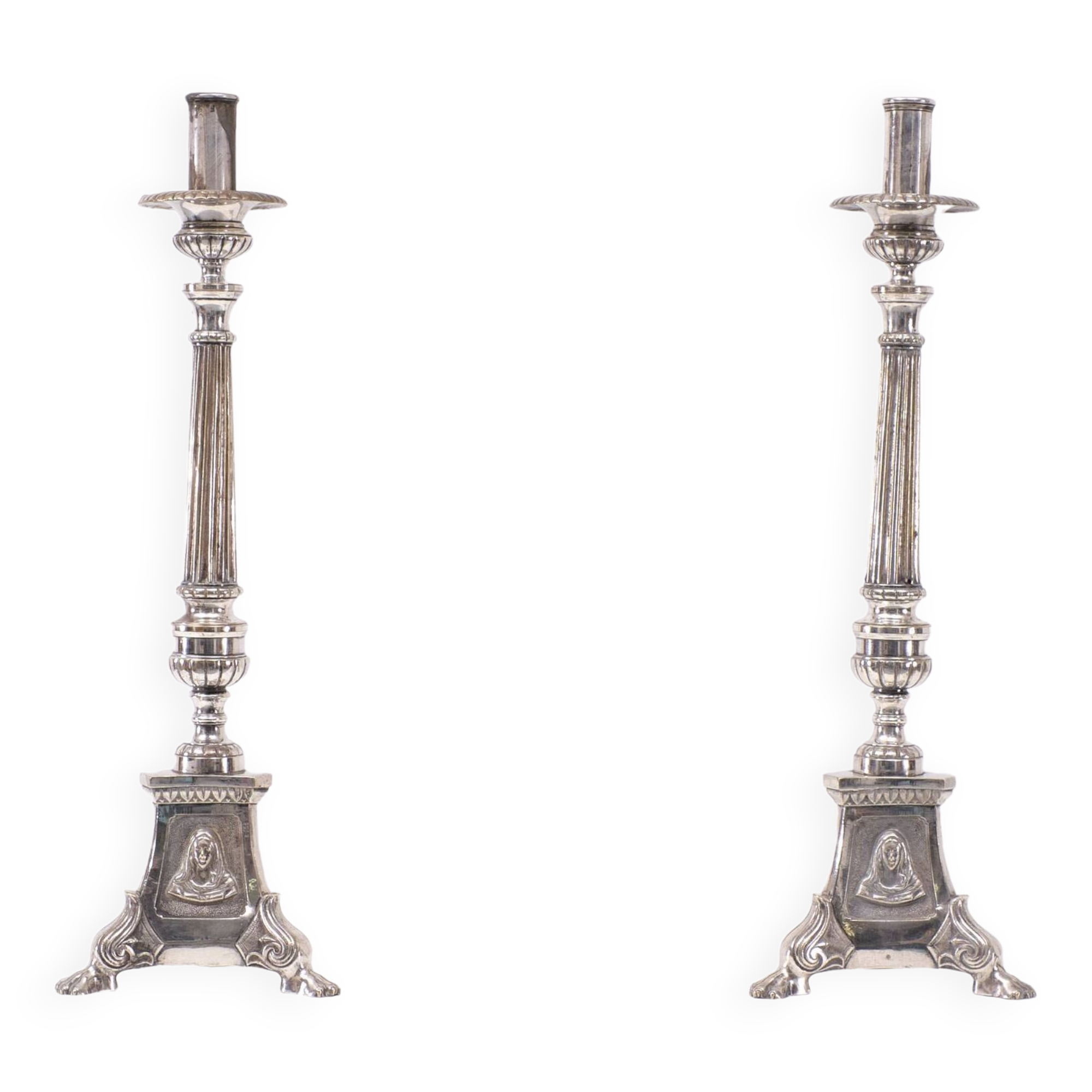 Antique Silver plated France church candle sticks 1850s