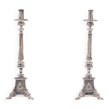 Antique Silver plated France church candle sticks 1850s