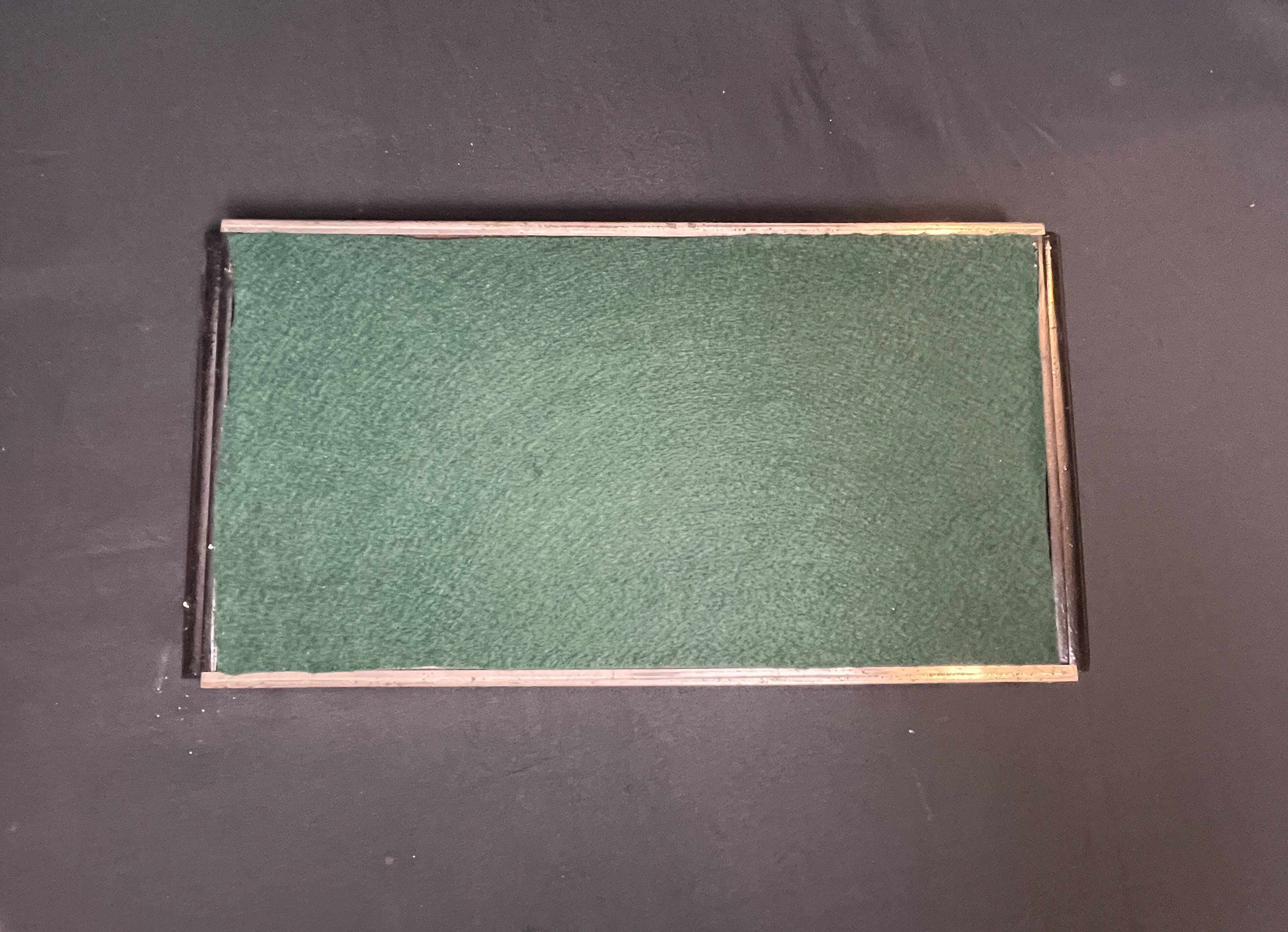 Art Deco, gouache tray under glass, black wood handles, circa 1930