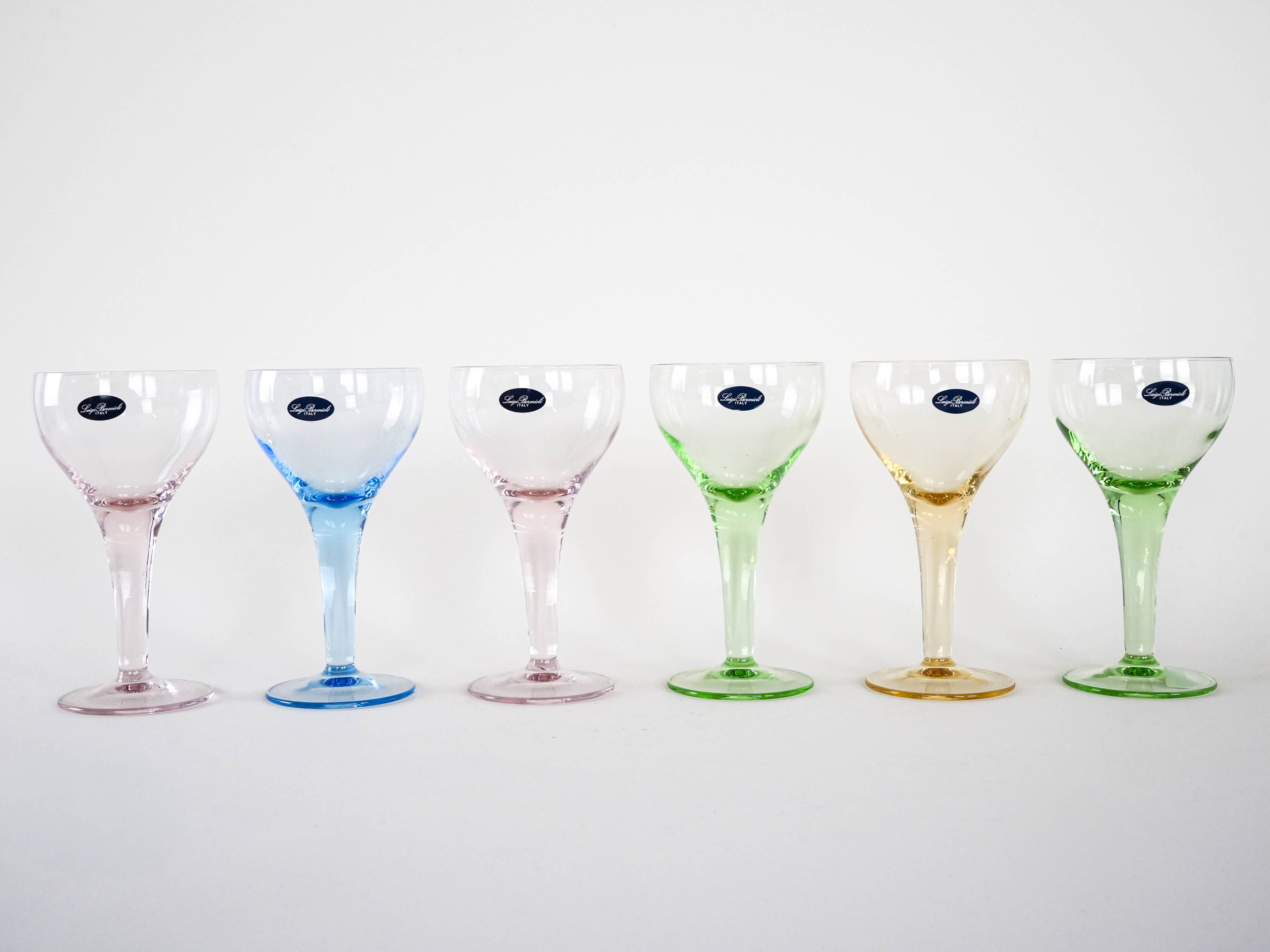 Set of dessert bowls, Italian design, 1970s, manufactured by Luigi Bormioli