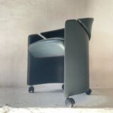 Italian leather armchair on casters by Matteo Grassi, 1990s