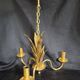 Hollywood Regency vintage gold palm chandelier 3 lights Hans Kögl style A666