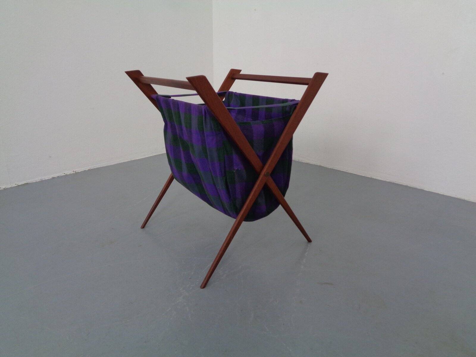 Danish Foldable Teak Magazine Rack, 1960s