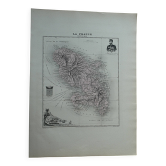 Old map of Martinique - 1895