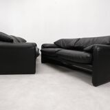 Ensemble de 2 canapés Cassina Maralunga 2,5 places - cuir noir