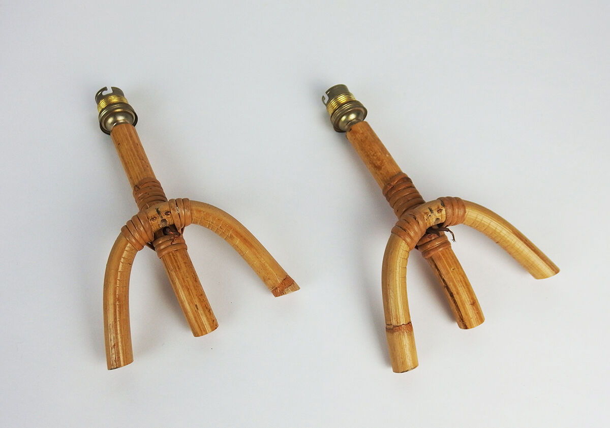 Pair of vintage rattan wall lamps