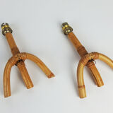 Paire d'appliques vintage en rotin