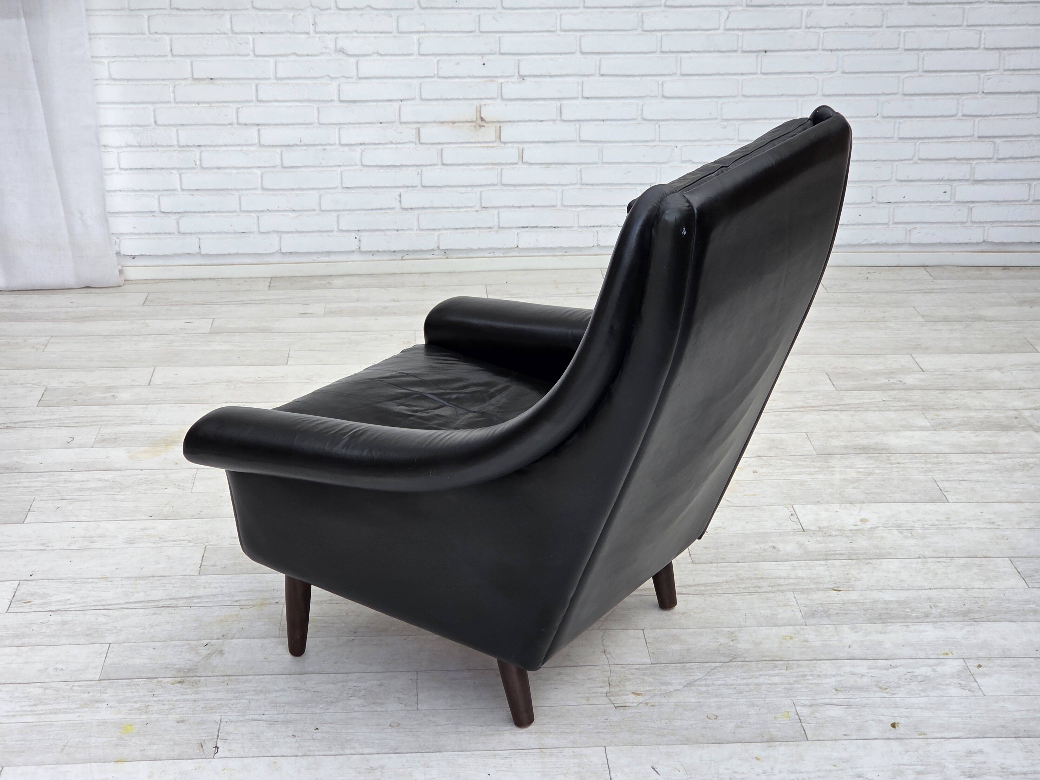 1960s, Danish highback armchair by Aage Christensen, furniture leather.