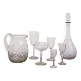 Spanish Blown Glass Tableware Set, 1940s, Set of 62