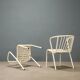 Vintage white enamel metal chairs, Italian design, 1970s-1980s.