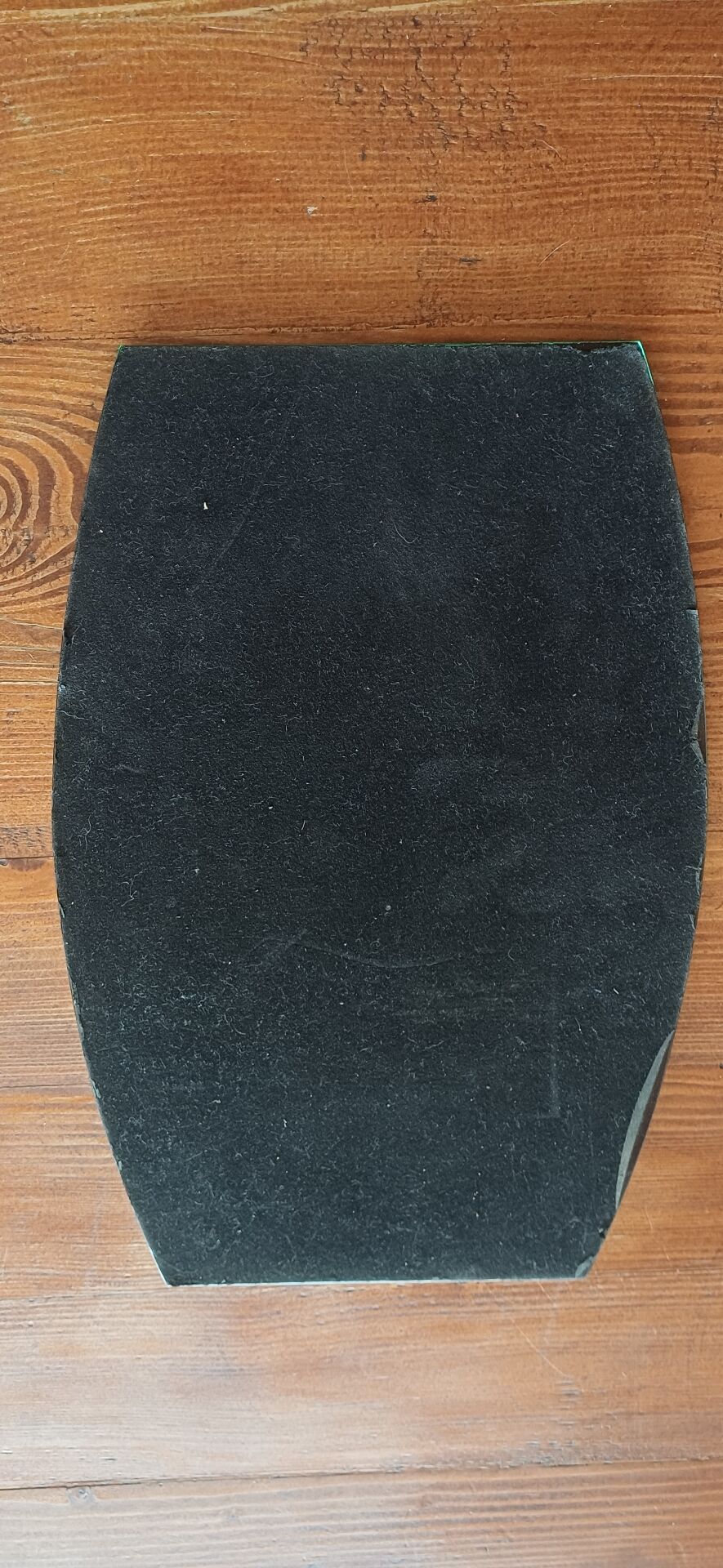 Velvet-backed tabletop mirror
