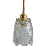 Vintage tulip pendant lamp in molded glass