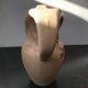 Vase ancien Vallauris à anses céramique beige décor fleurs vintage