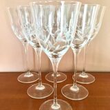 Set 6 engraved crystal wine glasses