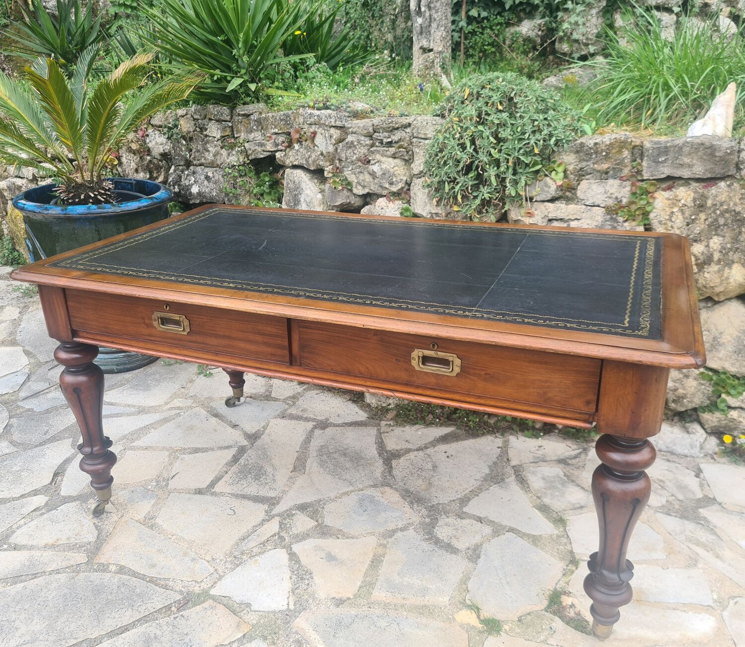Flat desk double sided mahogany era XIX TH century