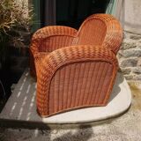 Wicker club armchair