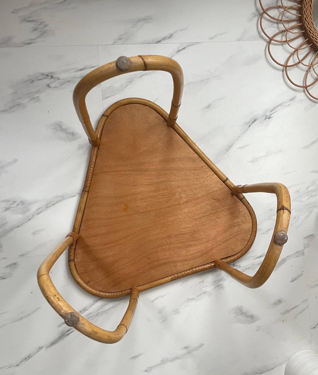 Small banbou tripod table from the 70s