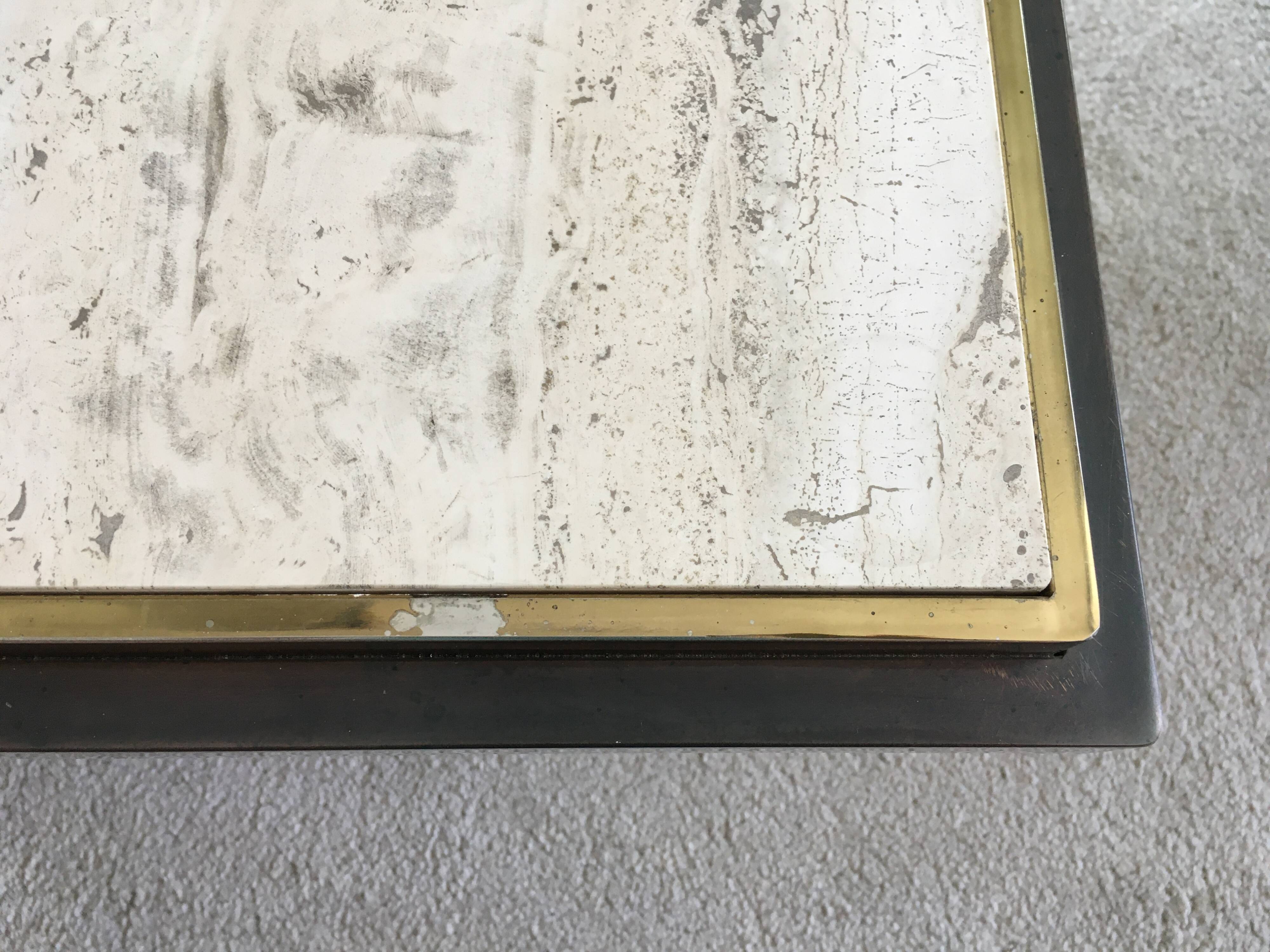 Belgo Chrome Travertine Coffee Table 1970s